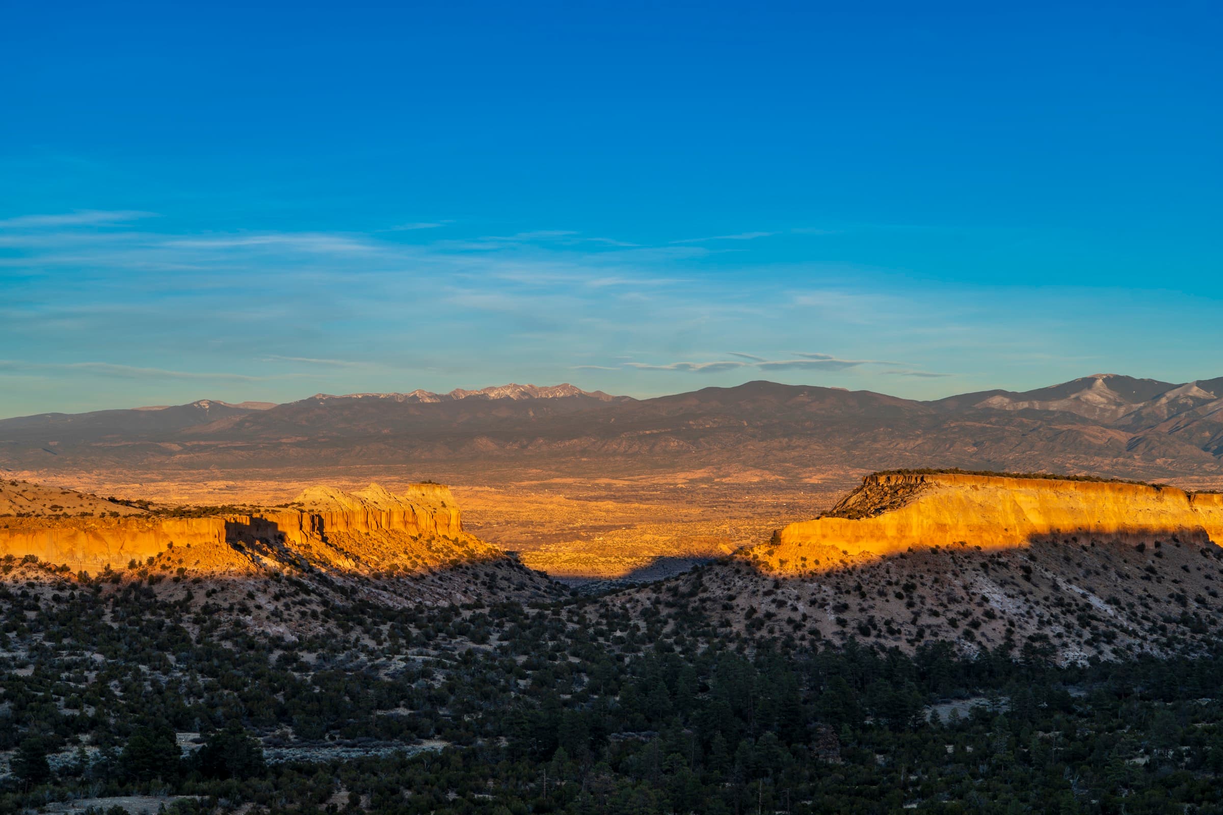 New Mexico mesa canyon at golden hour
